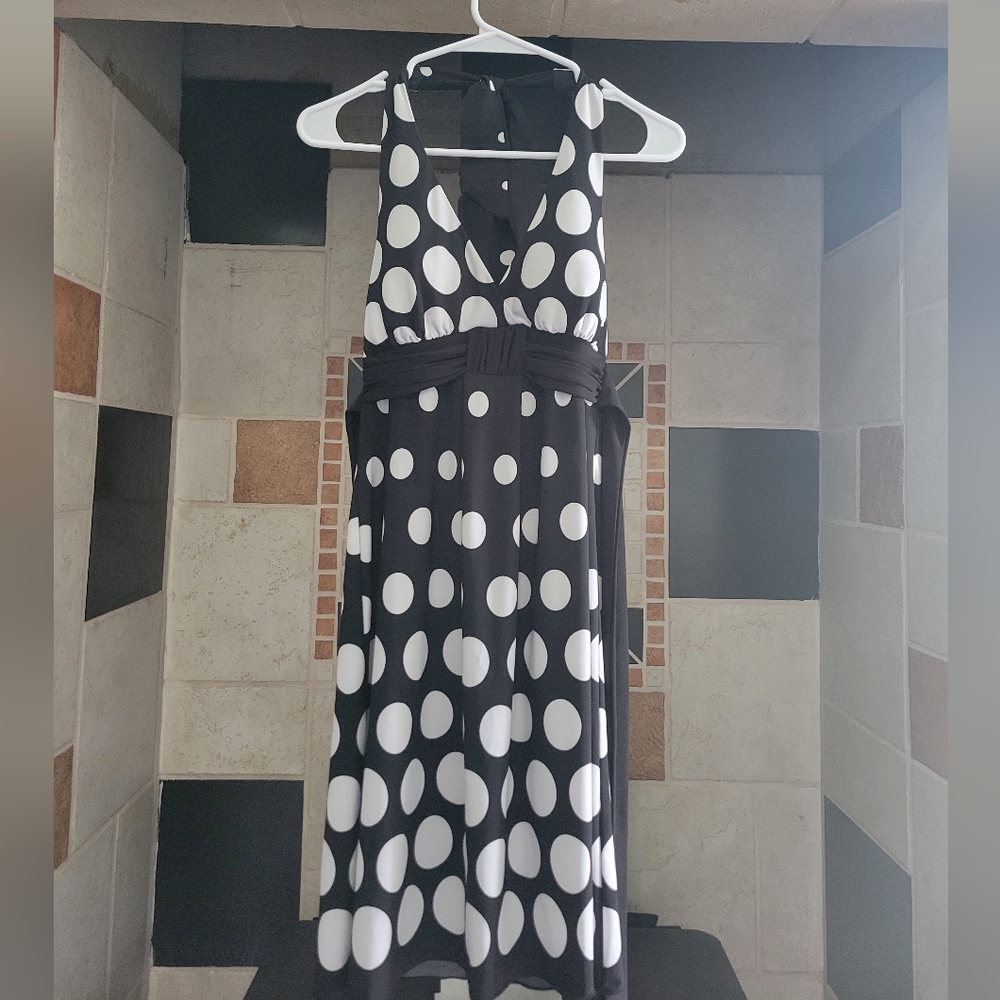 Y2K Speechless Black and White Polka Dot Halter Dress